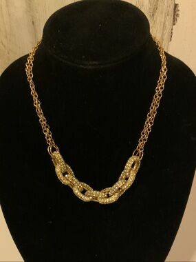 Gold Crystal Link Statement Necklace - Women's Jewelry